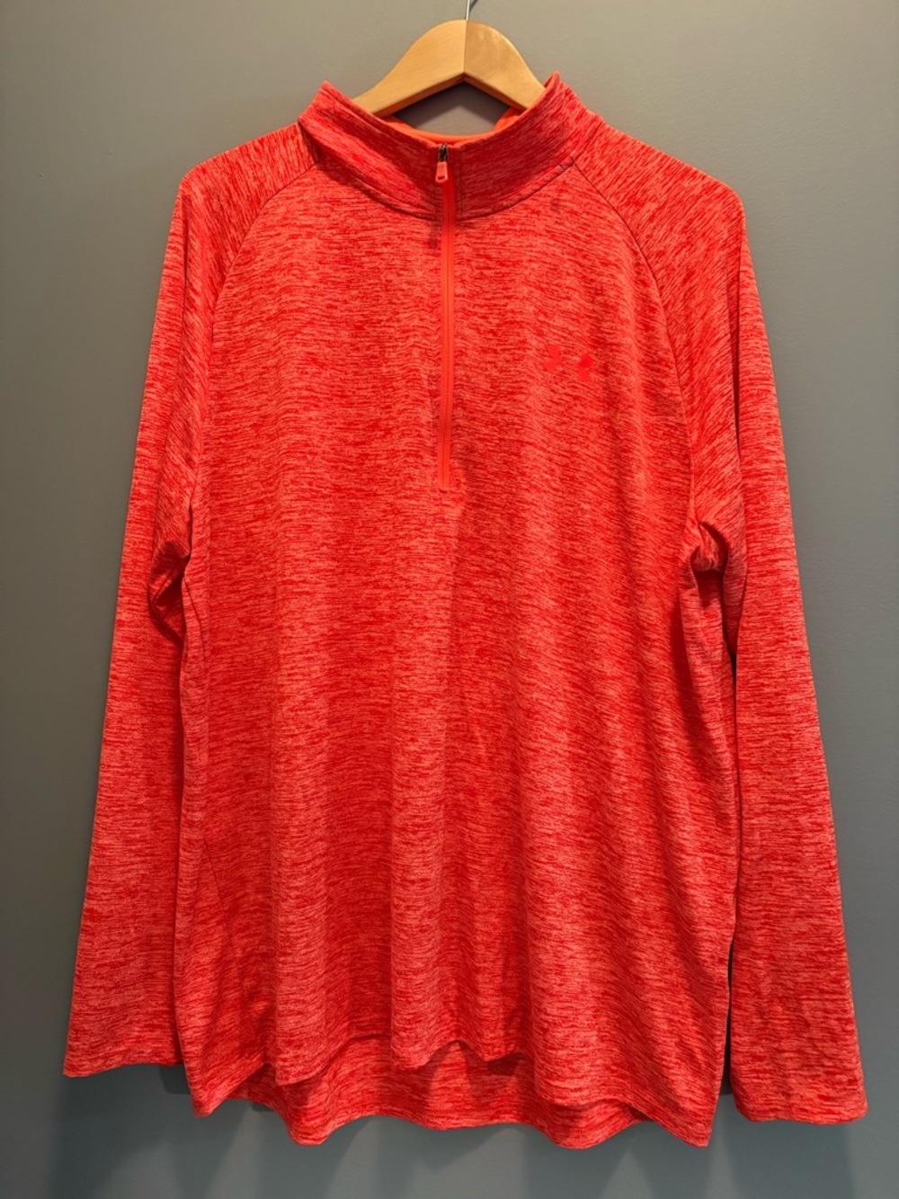 Under Armour Red Heather Quarter-Zip Performance Pullover Heat Gear